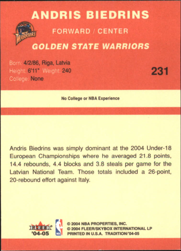 2004/2005 Tradition (Fleer) Basketball Part 1 Red Main Set Cards #1 to #268 - Picture 451 of 496