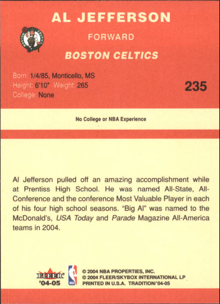 2004/2005 Tradition (Fleer) Basketball Part 1 Red Main Set Cards #1 to #268 - Picture 459 of 496