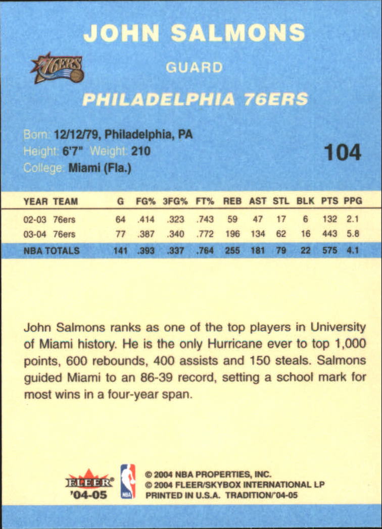 2004/2005 Tradition (Fleer) Basketball Part 2 Parallel Blue Cards #1 to #249 - Picture 157 of 357