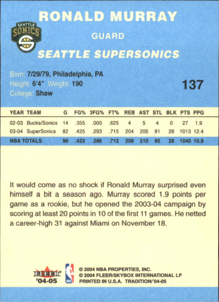2004/2005 Tradition (Fleer) Basketball Part 2 Parallel Blue Cards #1 to #249 - Picture 205 of 357
