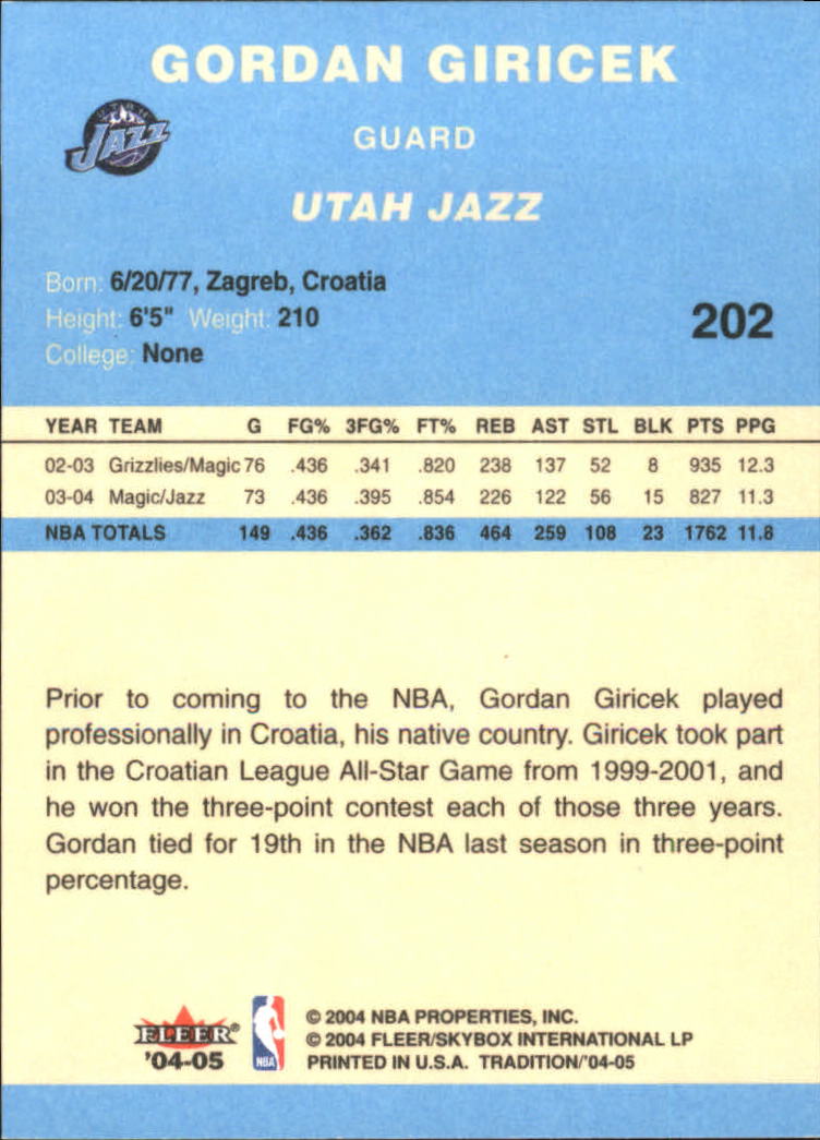 2004/2005 Tradition (Fleer) Basketball Part 2 Parallel Blue Cards #1 to #249 - Picture 305 of 357
