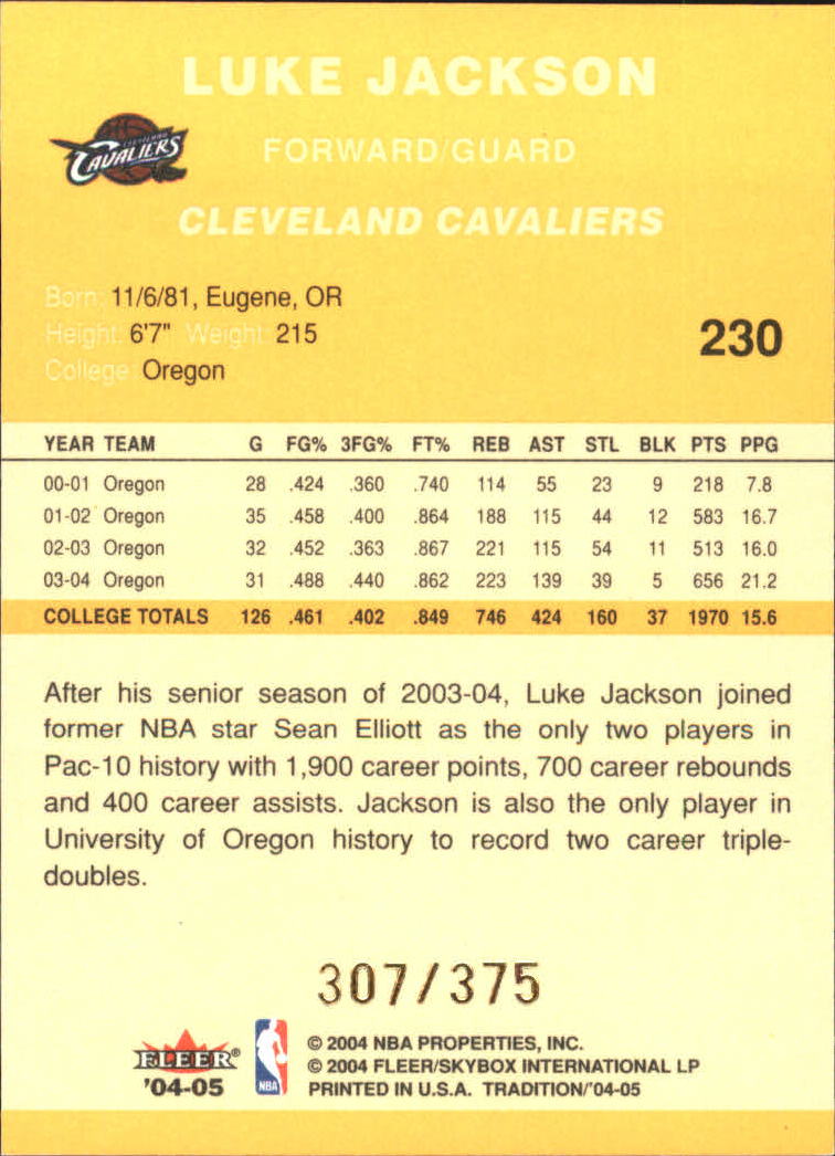 2004/2005 Tradition (Fleer) Basketball Part 4 Crystal and Draft Day Rookies - Picture 19 of 35