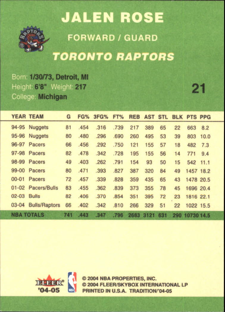 2004/2005 Tradition (Fleer) Basketball Part 3 Parallel Green Cards #3 to #265 - Picture 23 of 241