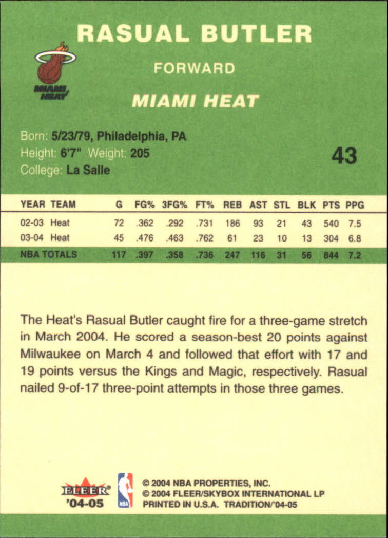 2004/2005 Tradition (Fleer) Basketball Part 3 Parallel Green Cards #3 to #265 - Picture 41 of 241