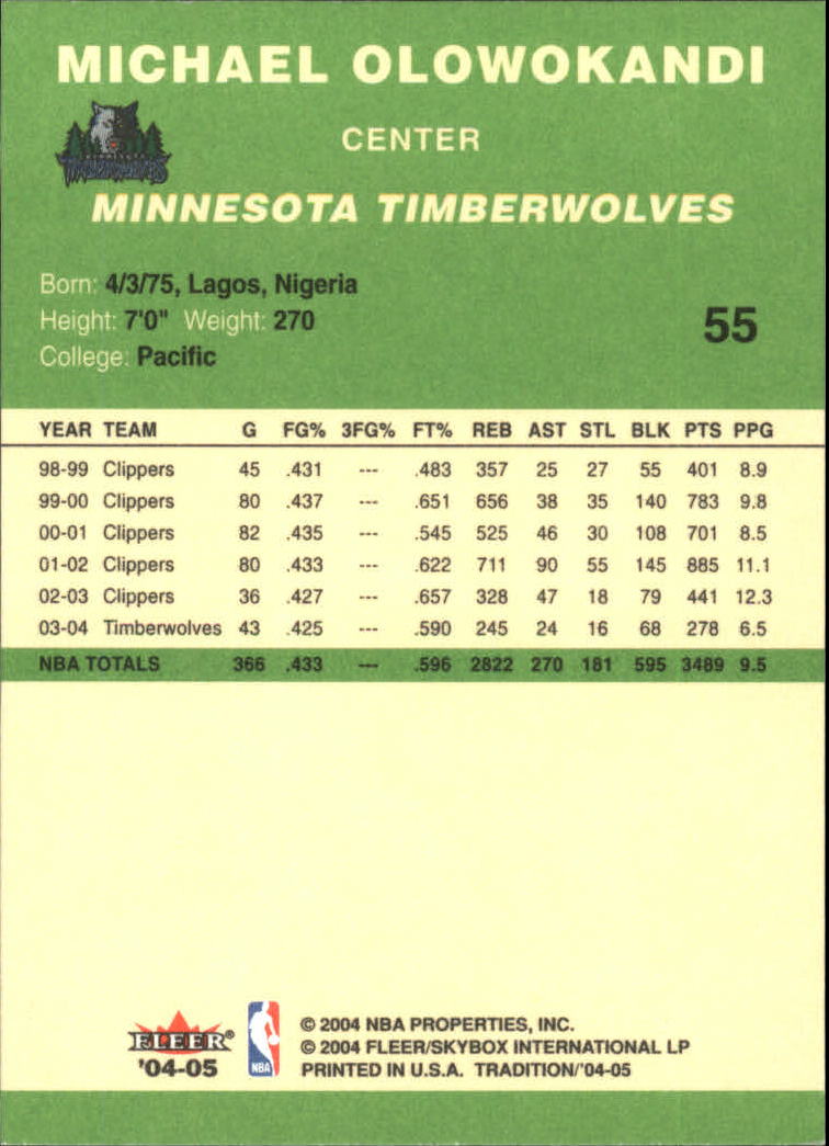 2004/2005 Tradition (Fleer) Basketball Part 3 Parallel Green Cards #3 to #265 - Picture 59 of 241