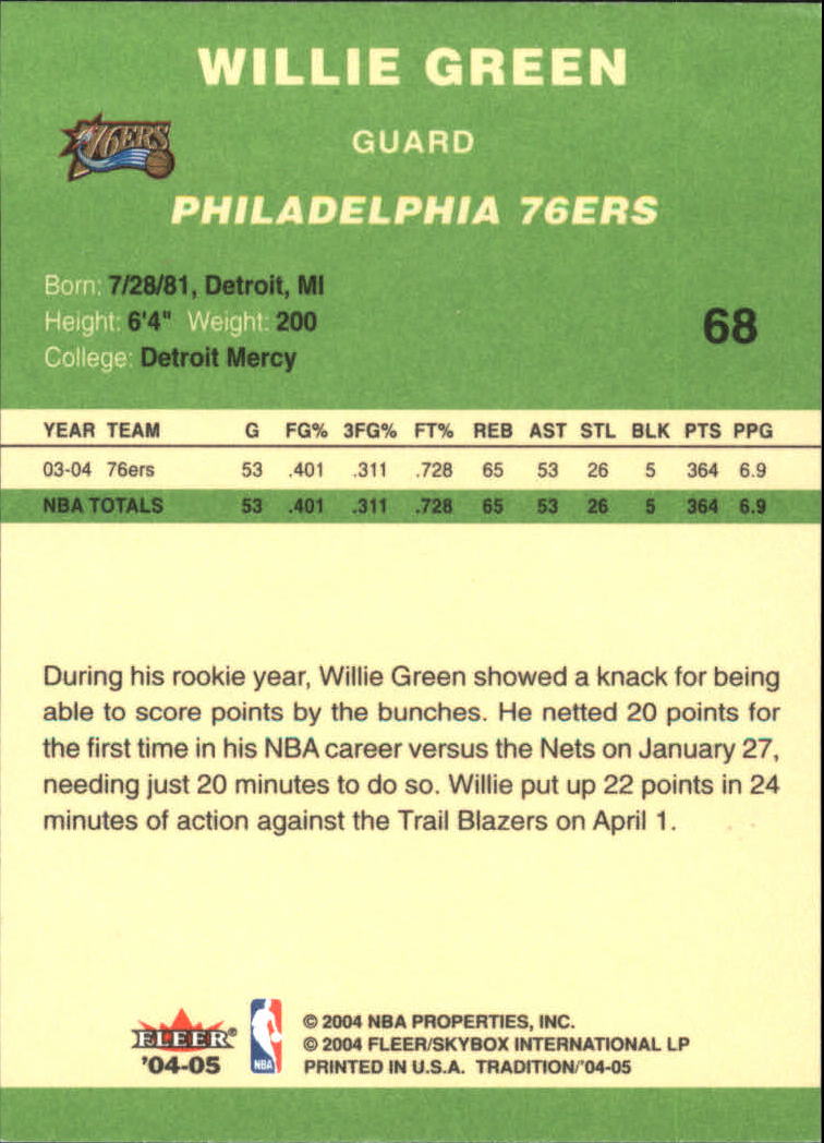 2004/2005 Tradition (Fleer) Basketball Part 3 Parallel Green Cards #3 to #265 - Picture 71 of 241