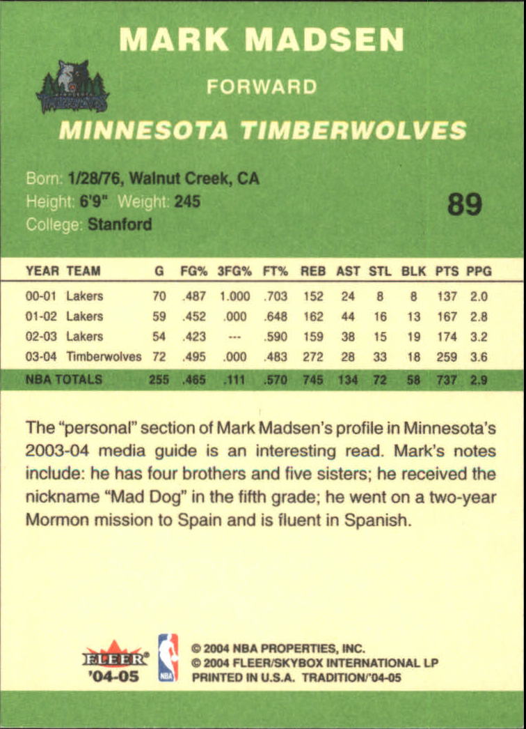 2004/2005 Tradition (Fleer) Basketball Part 3 Parallel Green Cards #3 to #265 - Picture 89 of 241