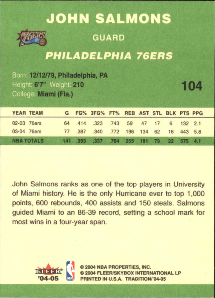 2004/2005 Tradition (Fleer) Basketball Part 3 Parallel Green Cards #3 to #265 - Picture 99 of 241