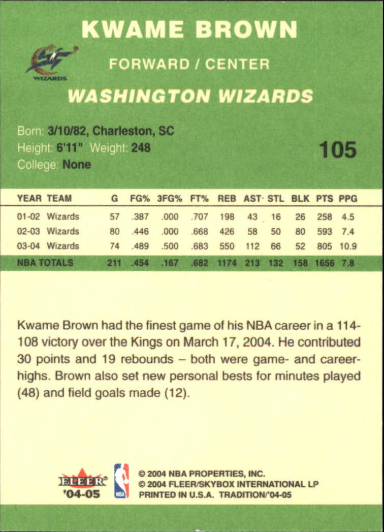 2004/2005 Tradition (Fleer) Basketball Part 3 Parallel Green Cards #3 to #265 - Picture 101 of 241