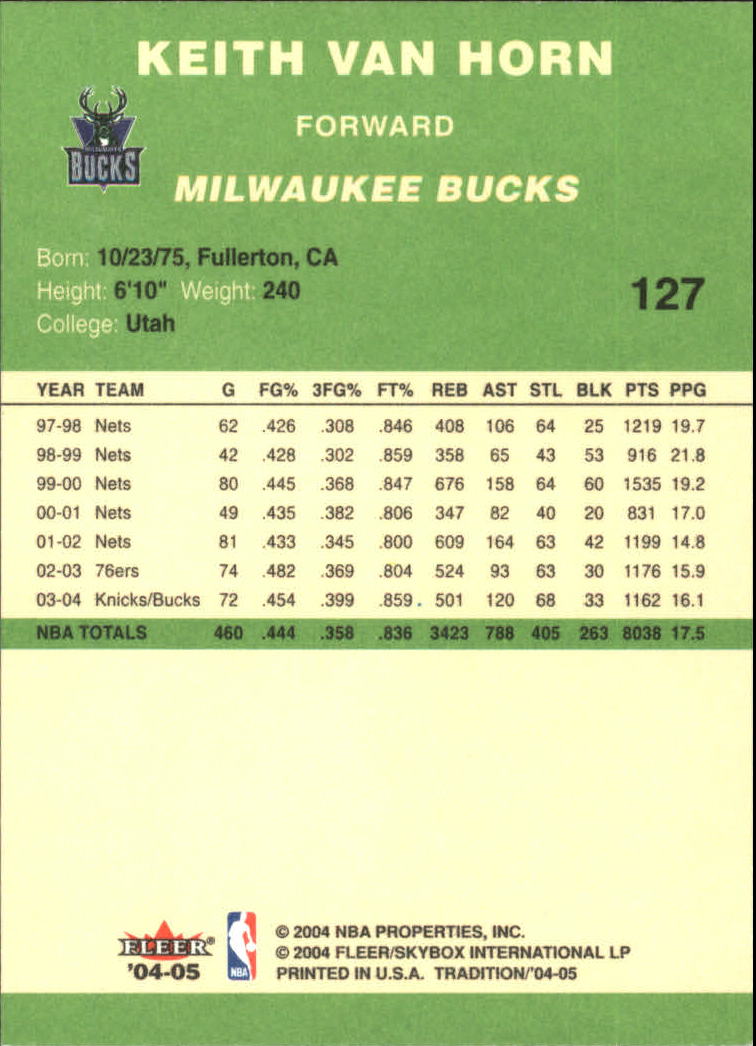 2004/2005 Tradition (Fleer) Basketball Part 3 Parallel Green Cards #3 to #265 - Picture 121 of 241