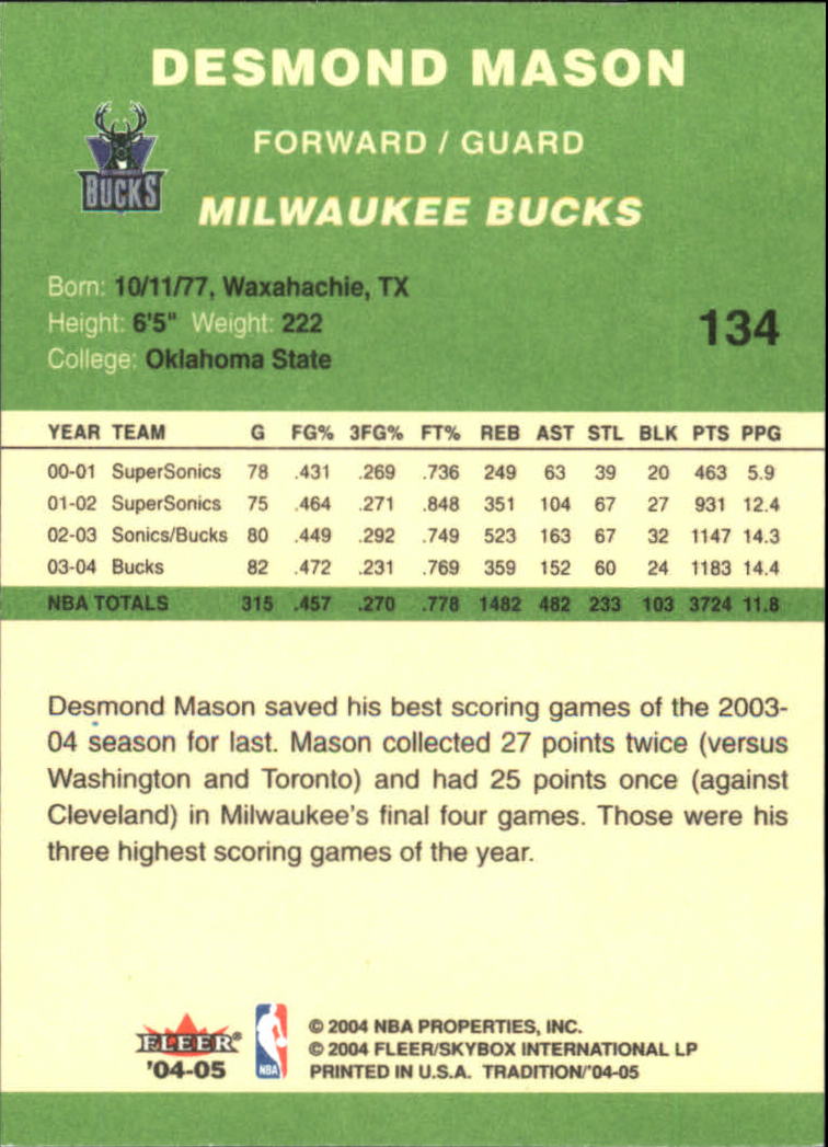2004/2005 Tradition (Fleer) Basketball Part 3 Parallel Green Cards #3 to #265 - Picture 127 of 241