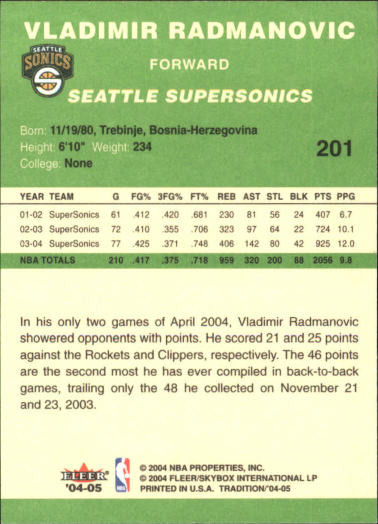 2004/2005 Tradition (Fleer) Basketball Part 3 Parallel Green Cards #3 to #265 - Picture 203 of 241
