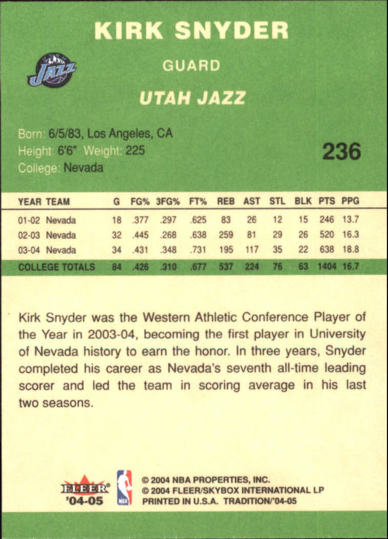 2004/2005 Tradition (Fleer) Basketball Part 3 Parallel Green Cards #3 to #265 - Picture 237 of 241