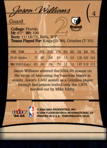 2004/2005 Throwbacks (Fleer) Basketball Part 1 Main Set Cards #1 to #65 - Picture 9 of 129