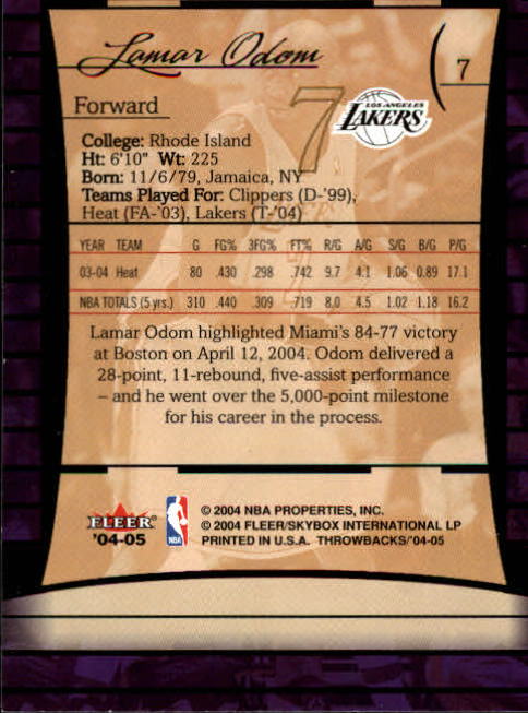 2004/2005 Throwbacks (Fleer) Basketball Part 1 Main Set Cards #1 to #65 - Picture 15 of 129