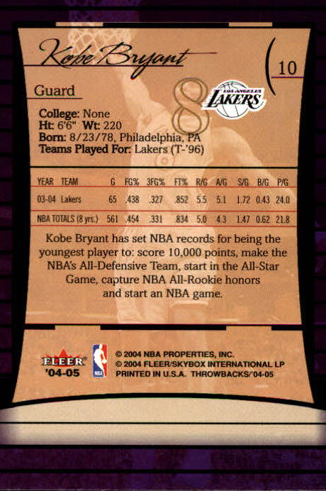 2004/2005 Throwbacks (Fleer) Basketball Part 1 Main Set Cards #1 to #65 - Picture 21 of 129