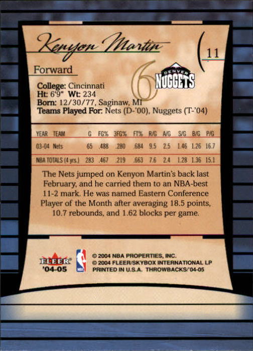 2004/2005 Throwbacks (Fleer) Basketball Part 1 Main Set Cards #1 to #65 - Picture 23 of 129