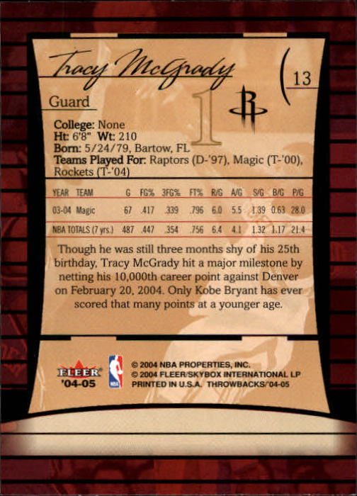 2004/2005 Throwbacks (Fleer) Basketball Part 1 Main Set Cards #1 to #65 - Picture 27 of 129