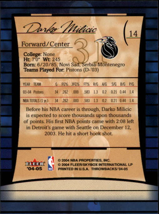 2004/2005 Throwbacks (Fleer) Basketball Part 1 Main Set Cards #1 to #65 - Picture 29 of 129