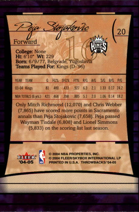 2004/2005 Throwbacks (Fleer) Basketball Part 1 Main Set Cards #1 to #65 - Picture 41 of 129