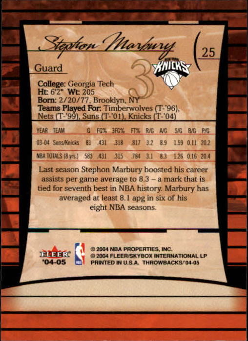 2004/2005 Throwbacks (Fleer) Basketball Part 1 Main Set Cards #1 to #65 - Picture 51 of 129