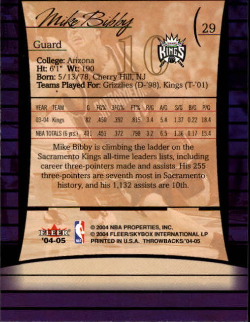 2004/2005 Throwbacks (Fleer) Basketball Part 1 Main Set Cards #1 to #65 - Picture 59 of 129