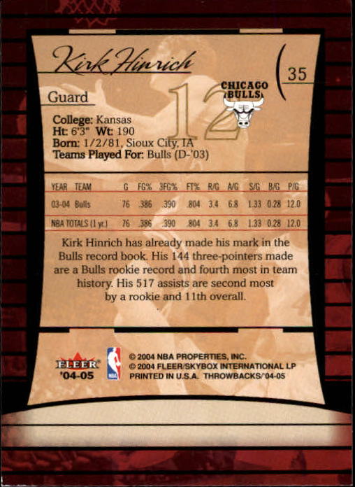 2004/2005 Throwbacks (Fleer) Basketball Part 1 Main Set Cards #1 to #65 - Picture 71 of 129
