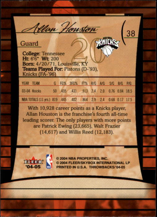 2004/2005 Throwbacks (Fleer) Basketball Part 1 Main Set Cards #1 to #65 - Picture 77 of 129