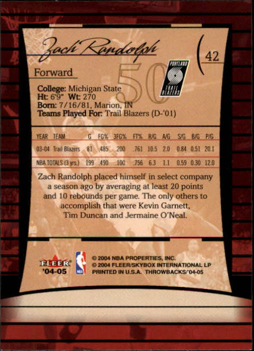 2004/2005 Throwbacks (Fleer) Basketball Part 1 Main Set Cards #1 to #65 - Picture 83 of 129