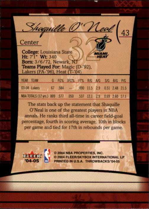 2004/2005 Throwbacks (Fleer) Basketball Part 1 Main Set Cards #1 to #65 - Picture 85 of 129