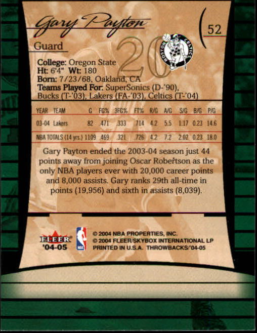 2004/2005 Throwbacks (Fleer) Basketball Part 1 Main Set Cards #1 to #65 - Picture 103 of 129