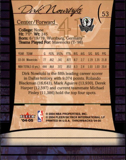 2004/2005 Throwbacks (Fleer) Basketball Part 1 Main Set Cards #1 to #65 - Picture 105 of 129