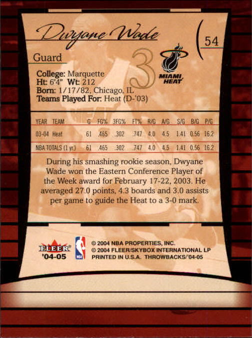 2004/2005 Throwbacks (Fleer) Basketball Part 1 Main Set Cards #1 to #65 - Picture 107 of 129