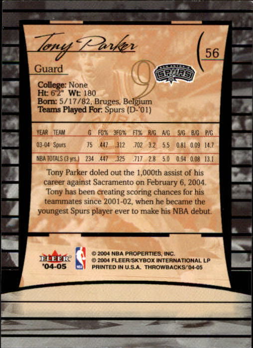 2004/2005 Throwbacks (Fleer) Basketball Part 1 Main Set Cards #1 to #65 - Picture 111 of 129