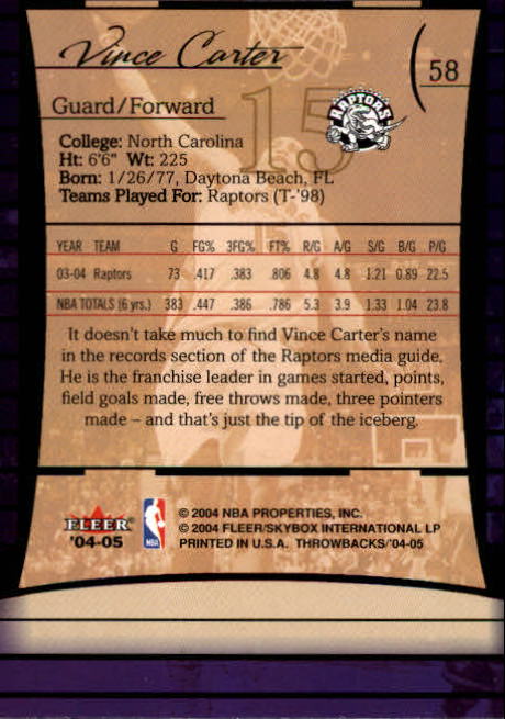2004/2005 Throwbacks (Fleer) Basketball Part 1 Main Set Cards #1 to #65 - Picture 115 of 129