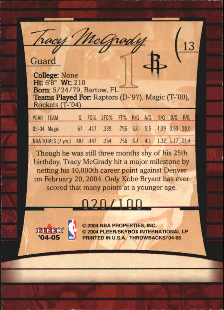 2004/2005 Throwbacks (Fleer) Basketball Part 2 Parallel and Insert Cards - Picture 3 of 25