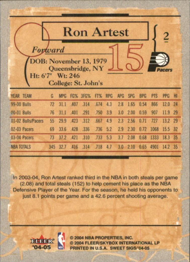 2004/2005 Sweet Sigs (Fleer) Basketball Part 1 Main Set Cards - Picture 5 of 153