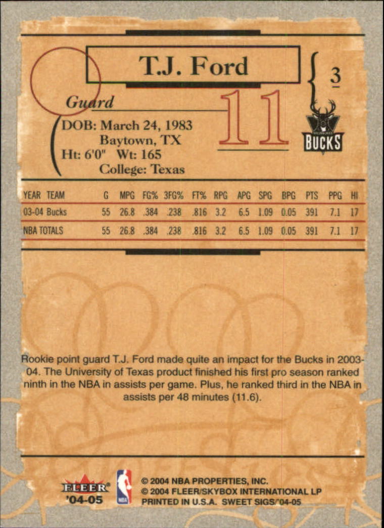 2004/2005 Sweet Sigs (Fleer) Basketball Part 1 Main Set Cards - Picture 7 of 153