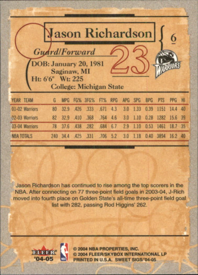 2004/2005 Sweet Sigs (Fleer) Basketball Part 1 Main Set Cards - Picture 13 of 153