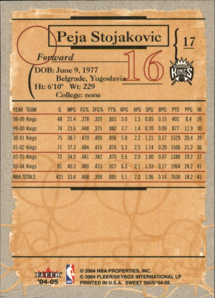 2004/2005 Sweet Sigs (Fleer) Basketball Part 1 Main Set Cards - Picture 35 of 153
