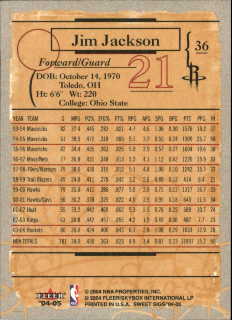 2004/2005 Sweet Sigs (Fleer) Basketball Part 1 Main Set Cards - Picture 73 of 153