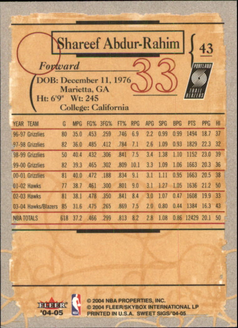 2004/2005 Sweet Sigs (Fleer) Basketball Part 1 Main Set Cards - Picture 87 of 153