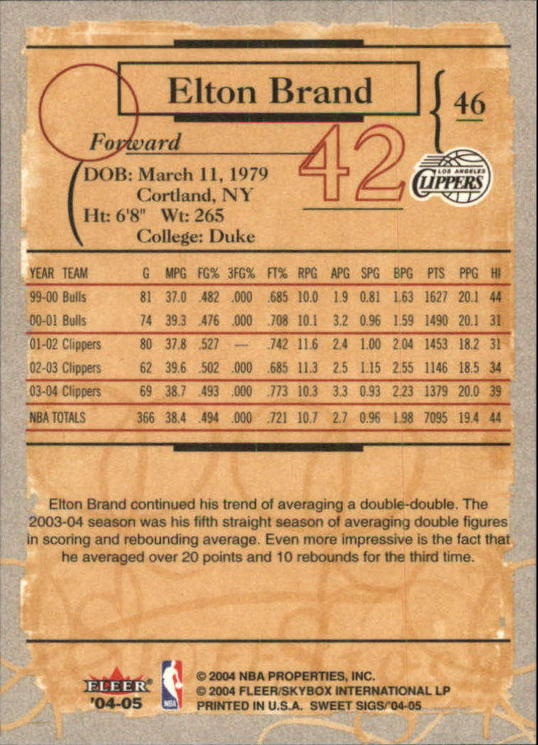 2004/2005 Sweet Sigs (Fleer) Basketball Part 1 Main Set Cards - Picture 93 of 153