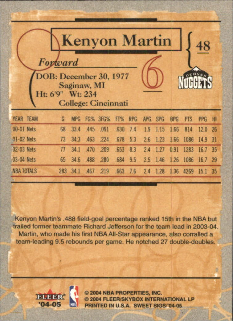 2004/2005 Sweet Sigs (Fleer) Basketball Part 1 Main Set Cards - Picture 97 of 153