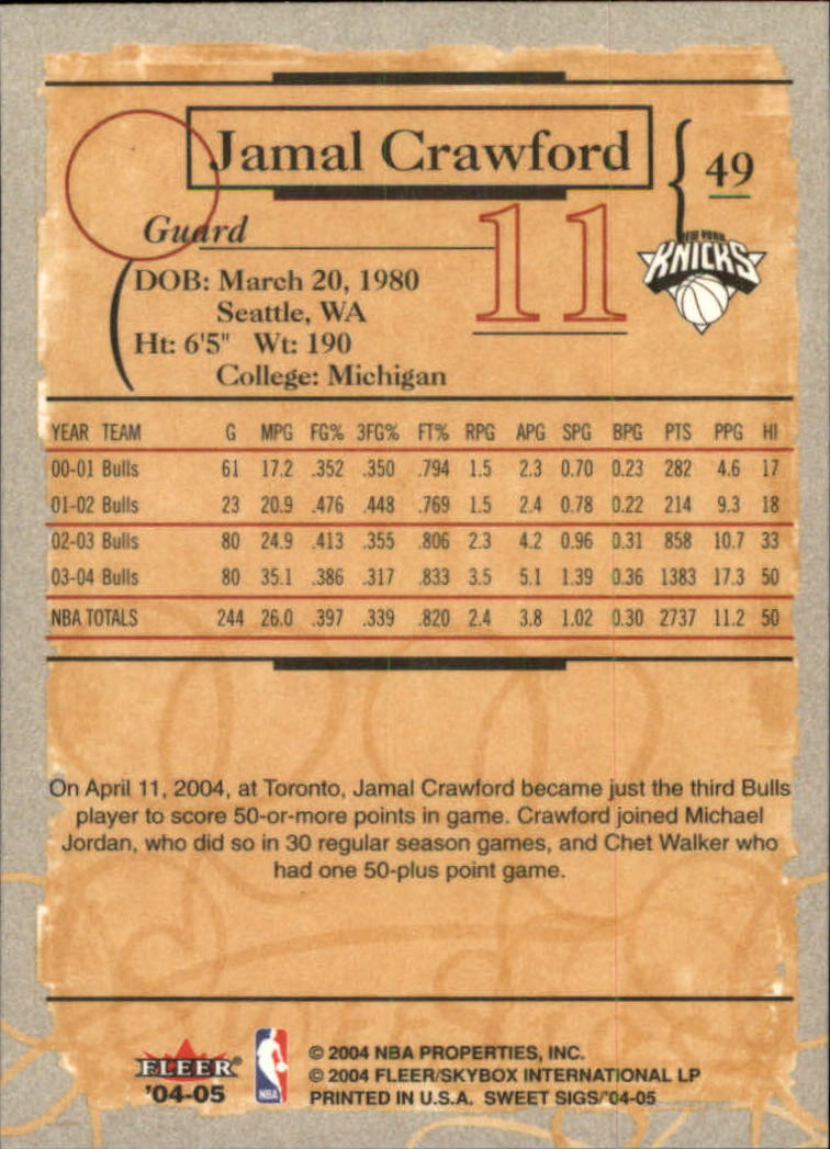 2004/2005 Sweet Sigs (Fleer) Basketball Part 1 Main Set Cards - Picture 99 of 153