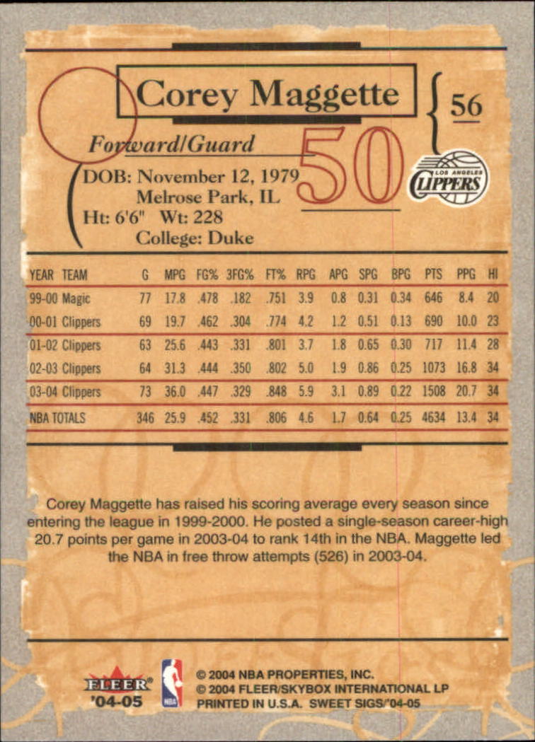2004/2005 Sweet Sigs (Fleer) Basketball Part 1 Main Set Cards - Picture 113 of 153