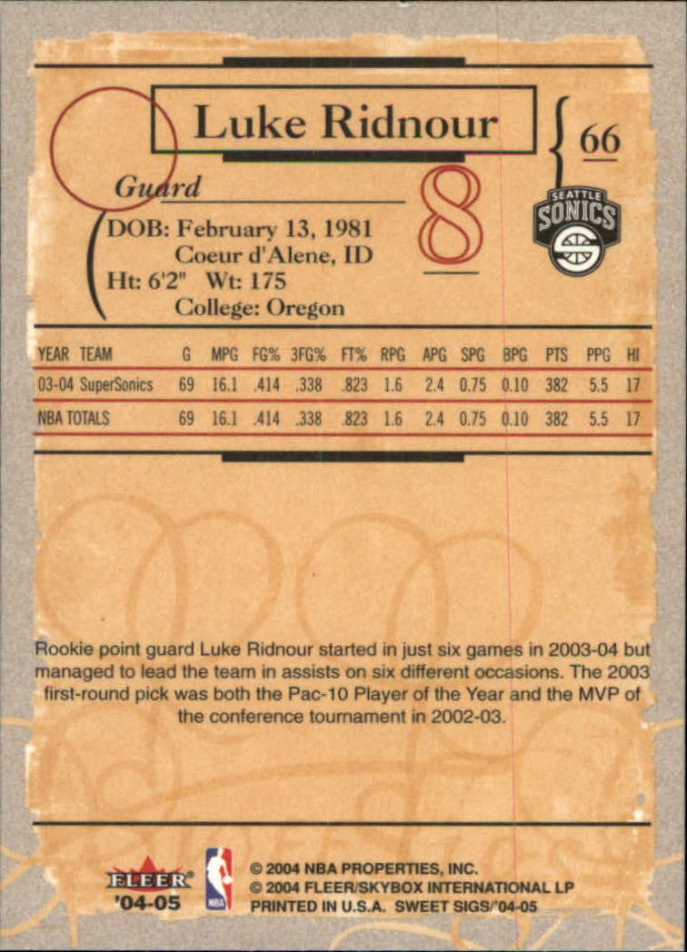 2004/2005 Sweet Sigs (Fleer) Basketball Part 1 Main Set Cards - Picture 133 of 153