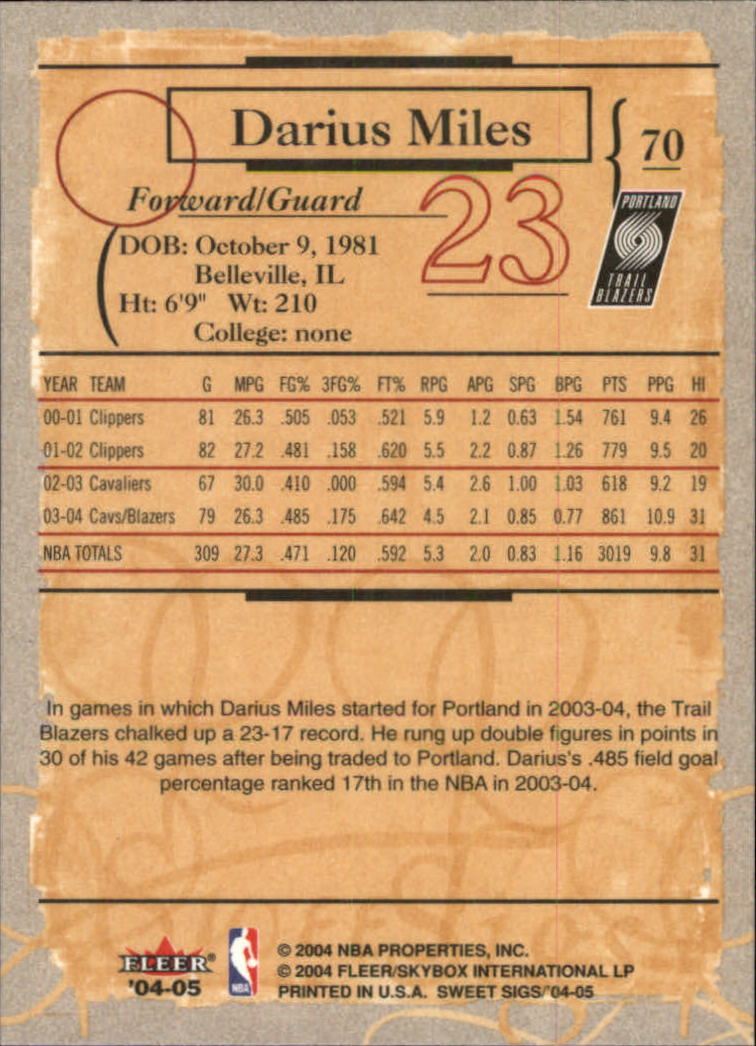 2004/2005 Sweet Sigs (Fleer) Basketball Part 1 Main Set Cards - Picture 141 of 153