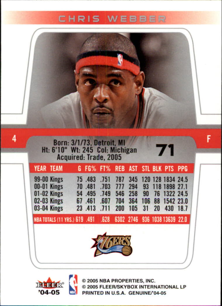 2004/2005 Genuine (Fleer) Basketball Part 1 Main Set Cards #1 to #125 - Picture 121 of 186