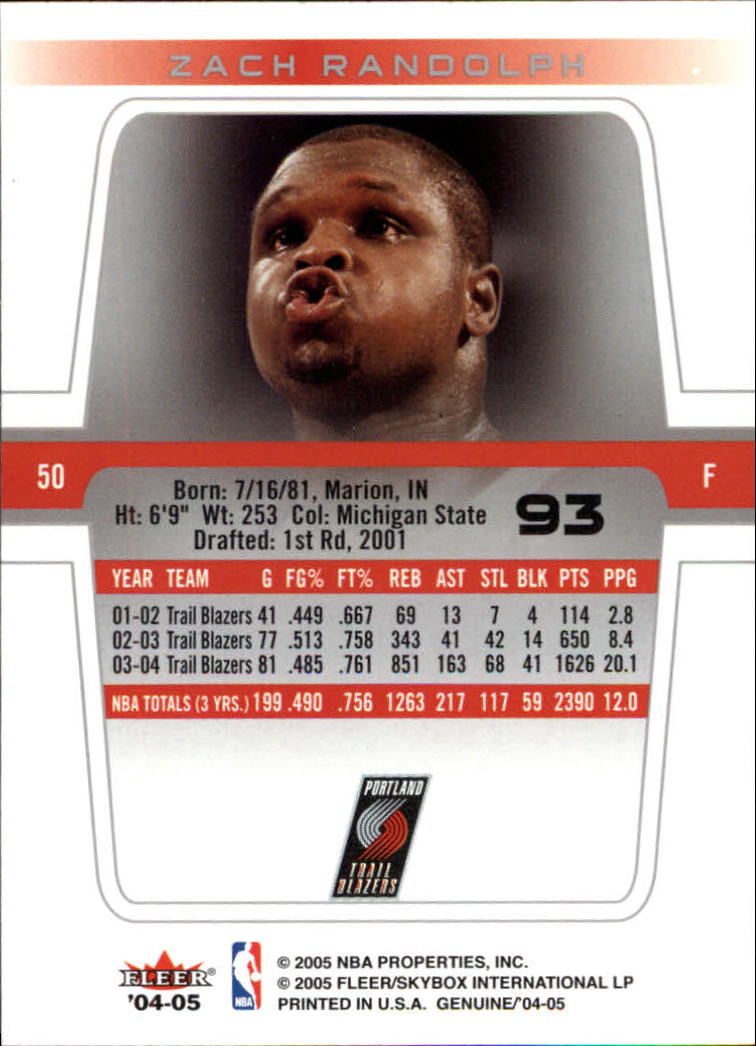 2004/2005 Genuine (Fleer) Basketball Part 1 Main Set Cards #1 to #125 - Picture 164 of 186